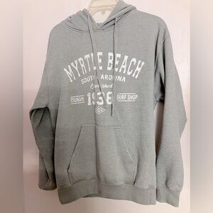 Myrtle Beach Women’s Pullover Hoodie, Medium, Gray/White, Tsunami Surf Shop